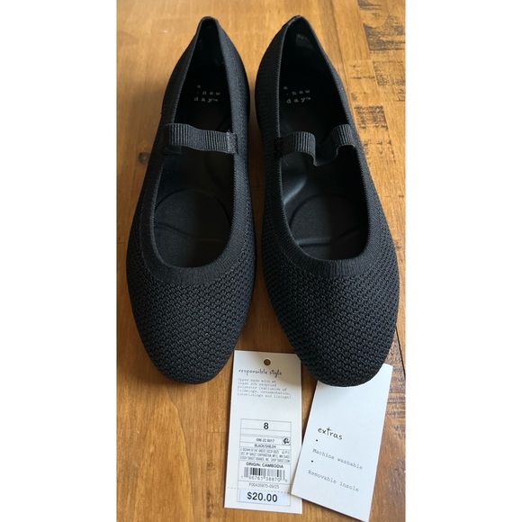 NWT A New Day Shiloh Knit Mary Jane Flats Black Women's 8 - Picture 7 of 9